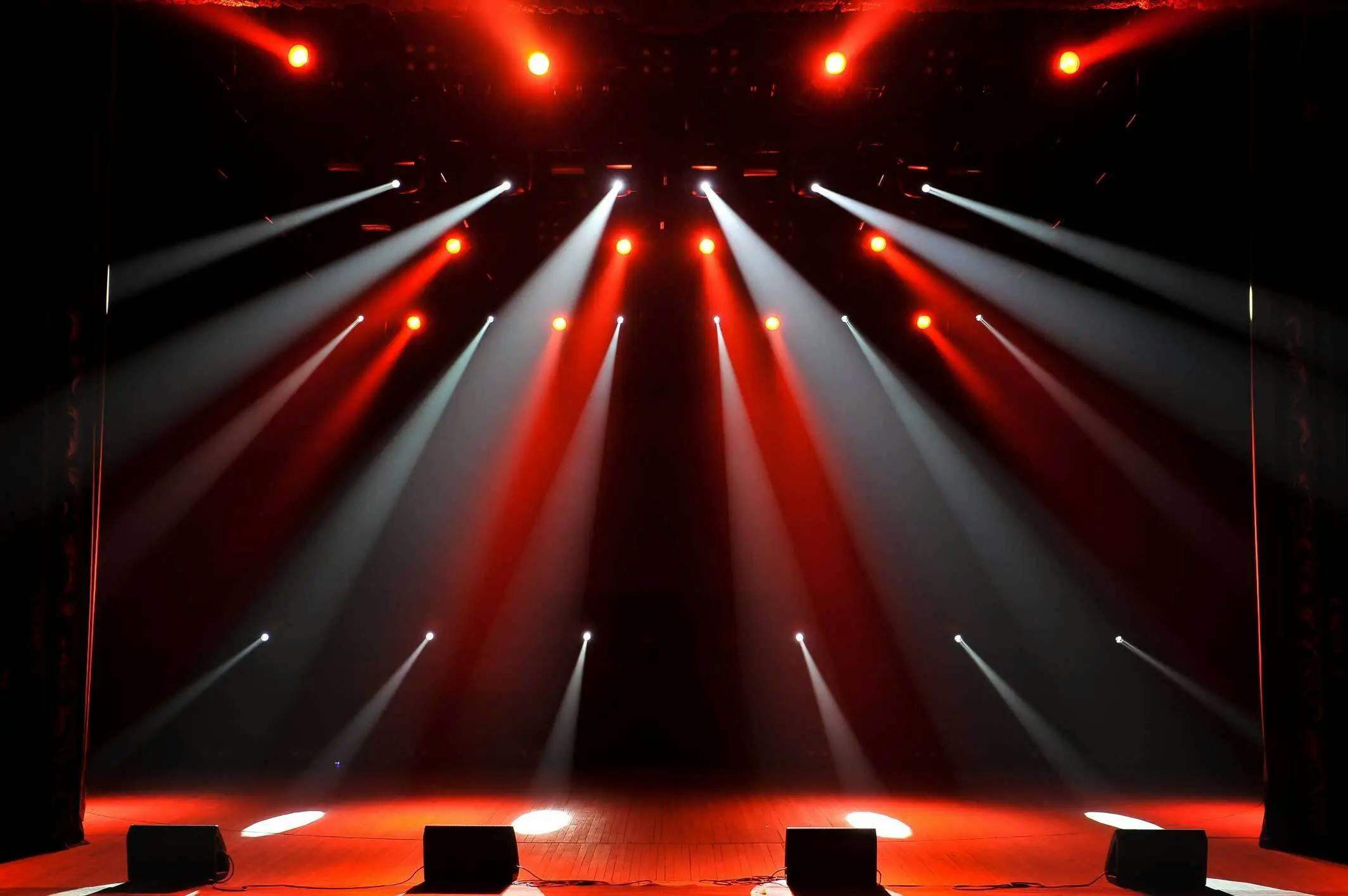 Spotlights on a stage